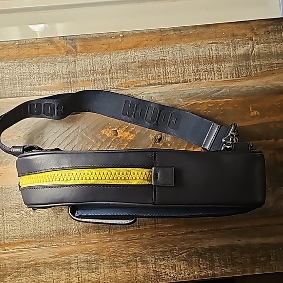 Coach Track Pack In Colorblock - All Calf Leather - Gunmetal-Lime-Green - Picture 3 of 12